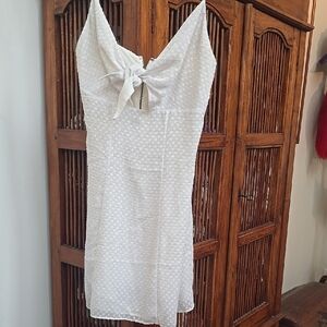White Textured Sleeveless Dress